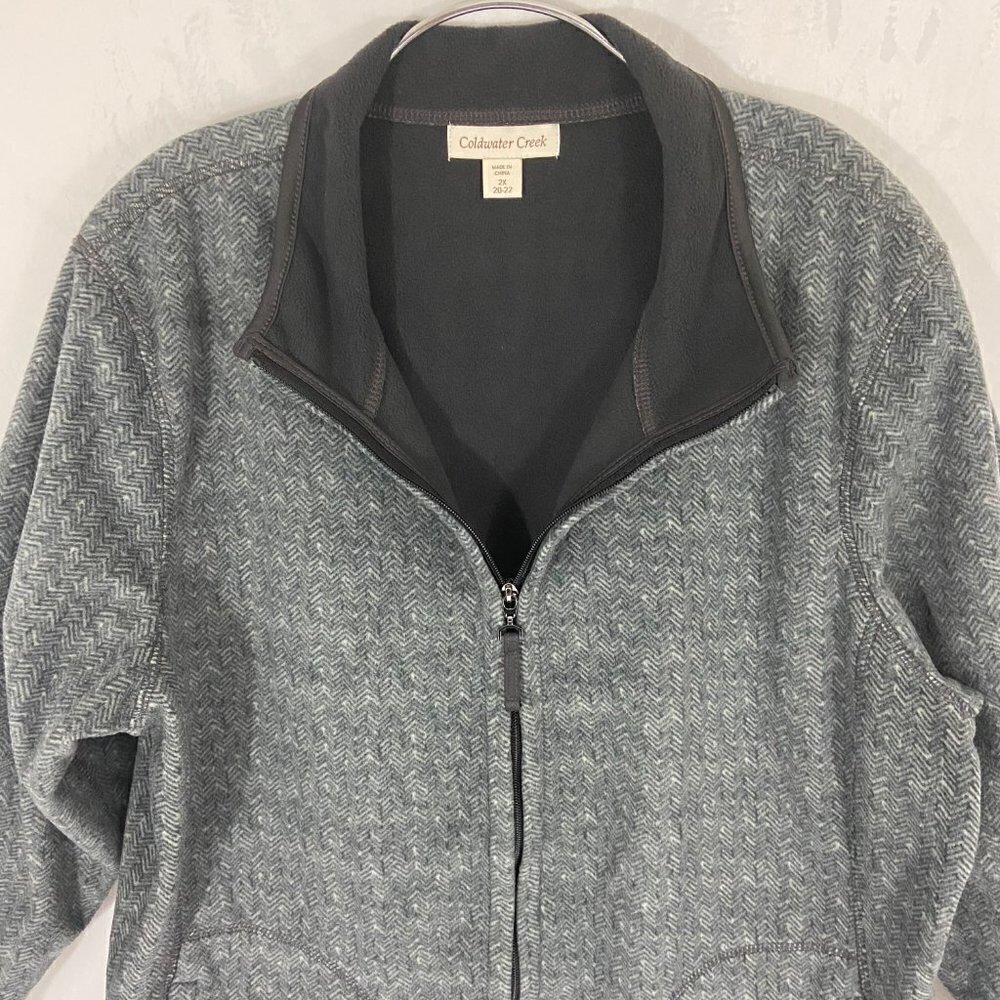 Coldwater Creek Fleece Jacket Sweater Full Zip Long Sleeve Women's Size 2XL Grey - Picture 2 of 8